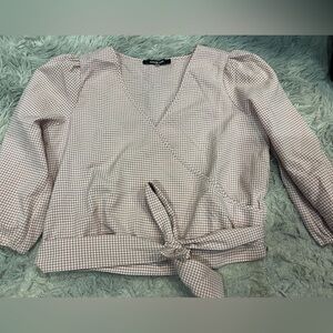 Sugar & Lips Pink and White Plaid Blouse Size L